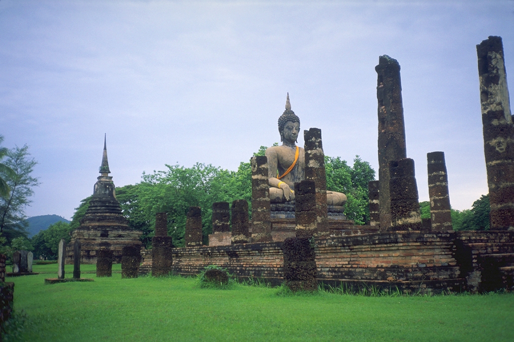 Ruins under reconstruction, Sukhothai, Thailand