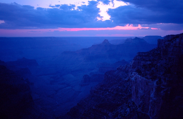 Deep Blue Sunset, Point Imperial, North Rim, Grand Canyon National Park, Arizona, United States of America