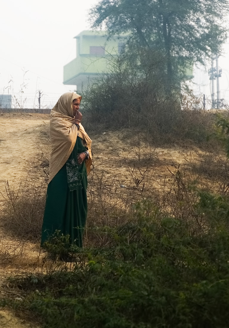 Woman Beside the Tracks, Delhi to Agra Train, Uttar Pradesh, India
