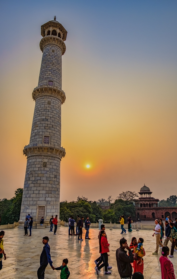 Minaret and Sunset, Taj Mahal, Uttar Pradesh, India