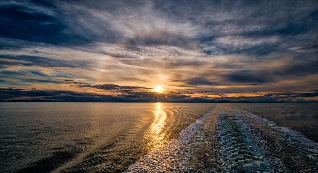 Sunset Halo, Strait of Georgia, Vancouver Island, British Columbia, Canada