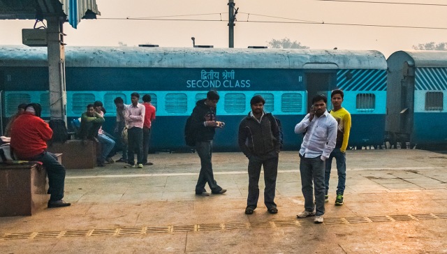 Looking Back, Random Train Platform, Delhi to Agra Express, Uttar Pradesh, India copy