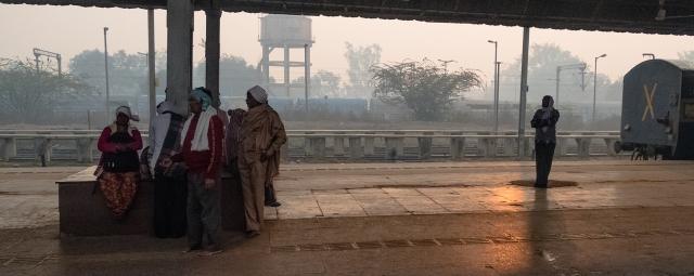 Shadows in the Station, Random Station Platform, Delhi to Agra Express Train, Uttar Pradesh, India
