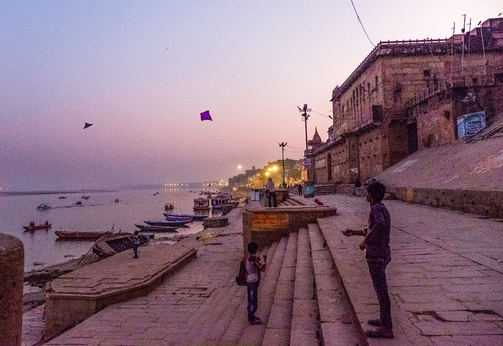 Kites in the Dusk II, On the Ganga (Ganges River), Kashi (Old Varanasi), Uttar Pradesh, India