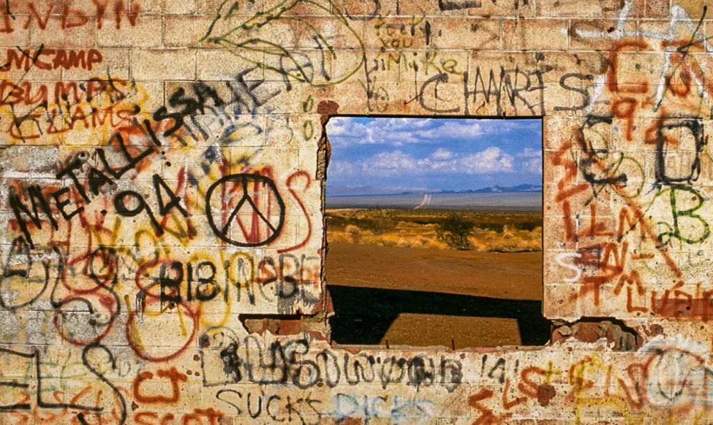 wordy window on the world, mojave desert, route 66, california, united states of america copy