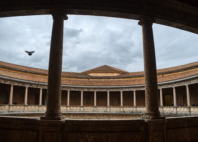 Flight, Charles V Palace, Alhambra, Granada, Andalucia, Spain
