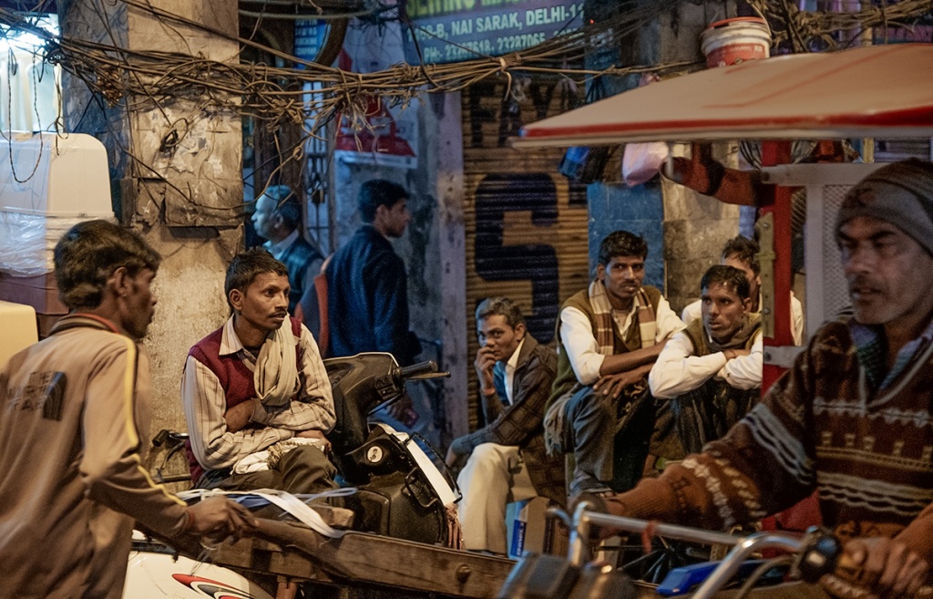The Extraordinary Mundane, Men Loitering in Chandni Chowk Markets, New Delhi, India