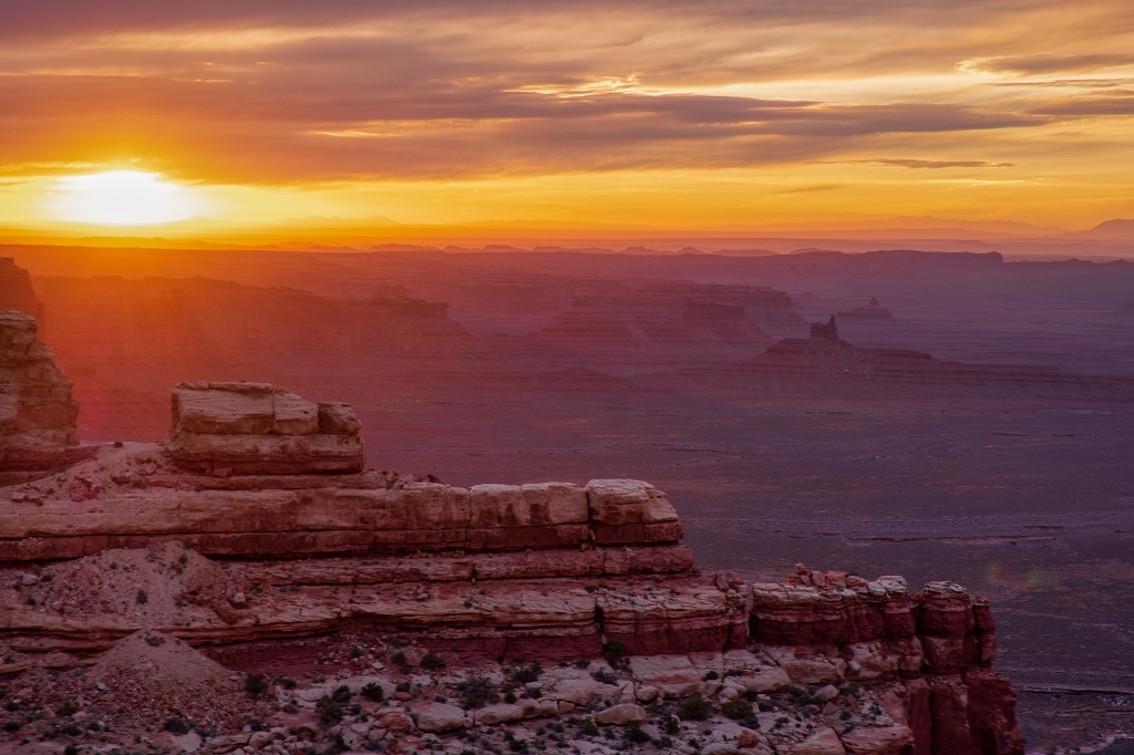 Sunrise Over Valley of the Gods, From Moki Dugway, Cedar Mesa, Utah, United States of America